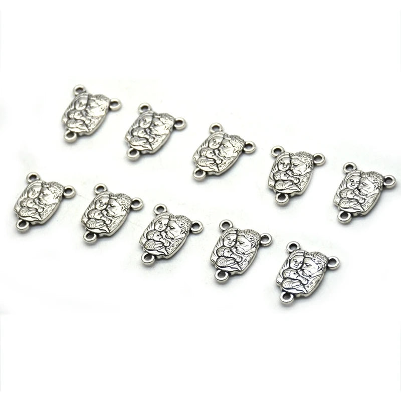 QIGO Religious Jewelry Accessories Metal Vintage Holy Father Holy Mother Holy Son Triangle Rosary Accessories
