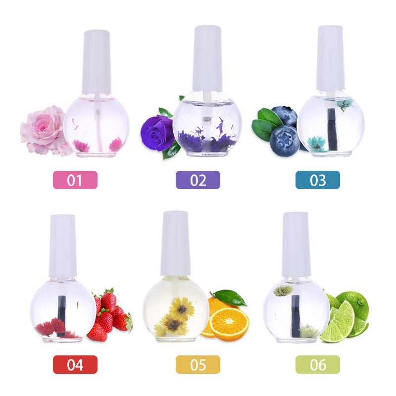 1 Bottle 15ml Dried Flowers Softener Nutritional Cuticle Oil Treatment Nutritious Gel Anti-dead Skin and Anti-barb Nail Care Oil