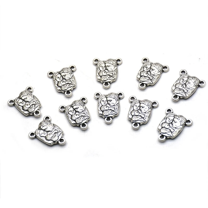 QIGO Religious Jewelry Accessories Metal Vintage Holy Father Holy Mother Holy Son Triangle Rosary Accessories
