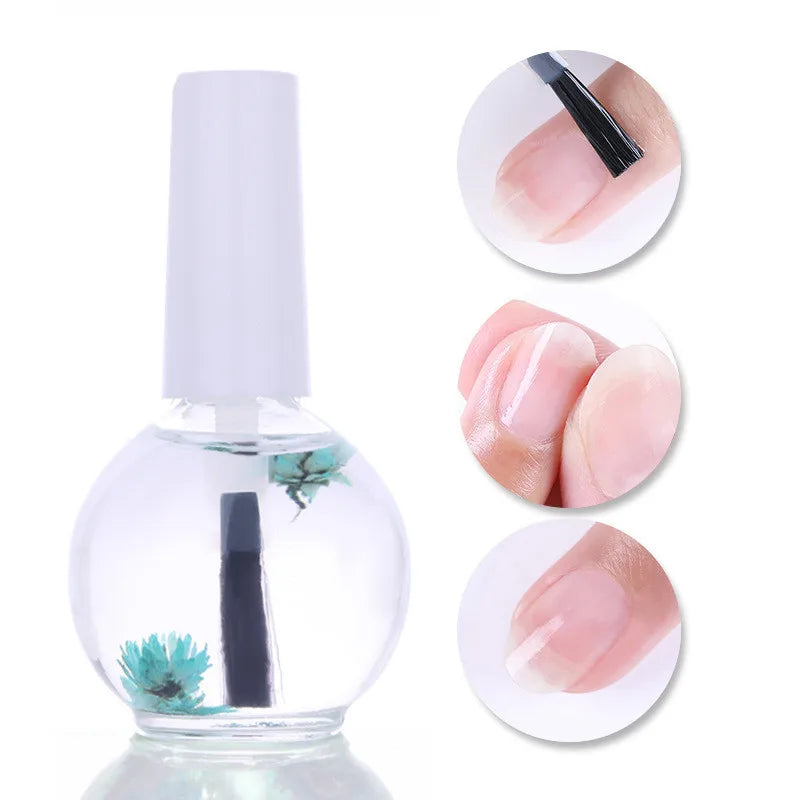 1 Bottle 15ml Dried Flowers Softener Nutritional Cuticle Oil Treatment Nutritious Gel Anti-dead Skin and Anti-barb Nail Care Oil