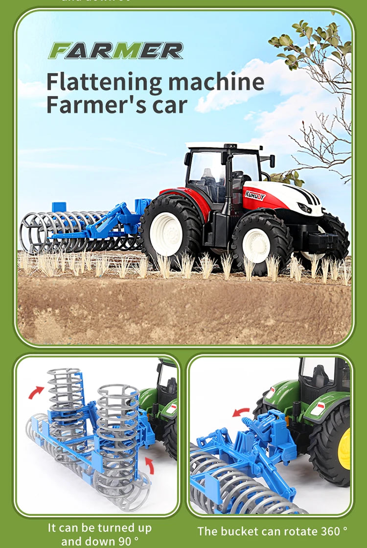 RC Car Tractors Trailer 2.4G Radio Controlled Farm Cars Farming Simulator Truck Miniature Farmer Animal Model Toys Children Boys