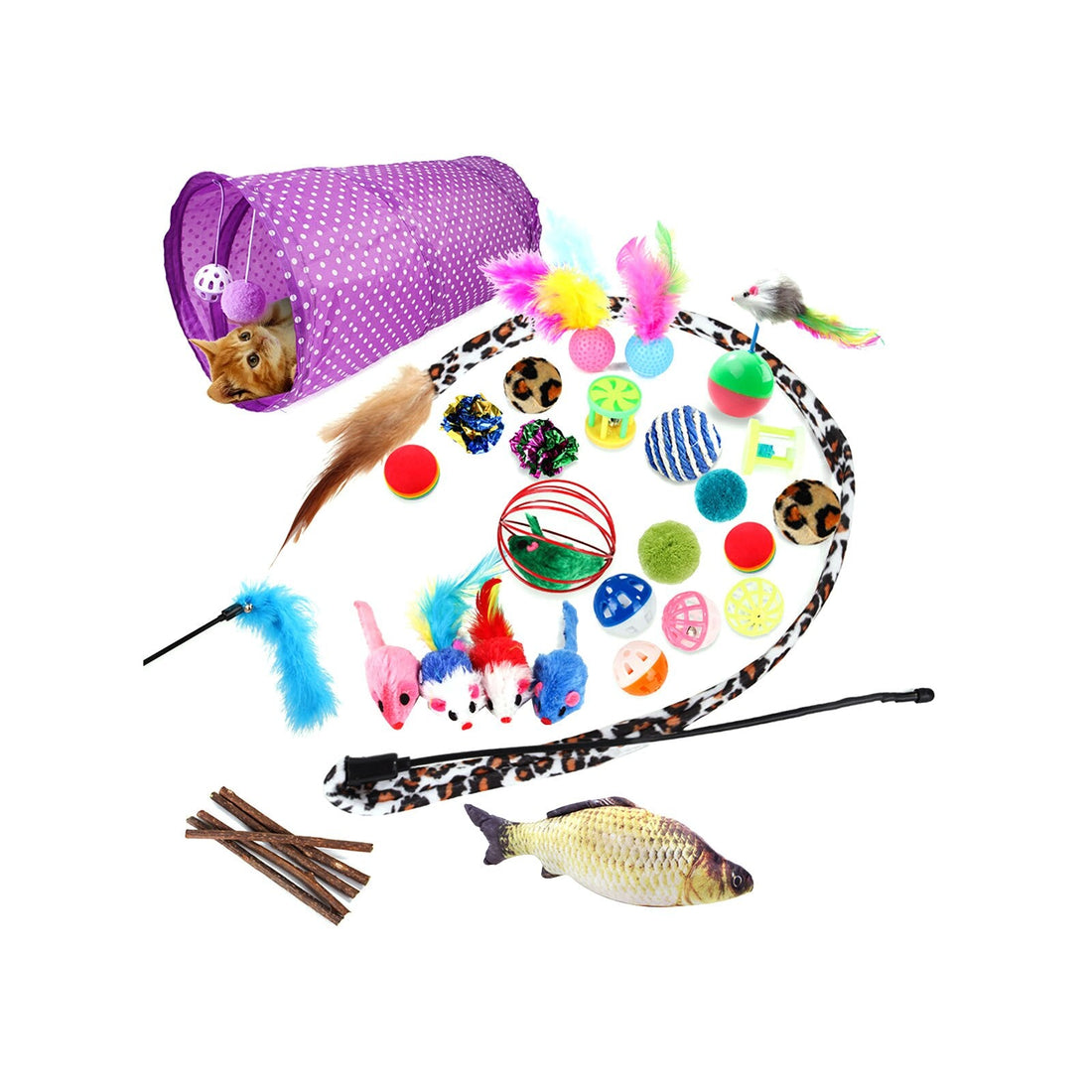 28pcs Funny Cat Toy With Anti-Bite Balls