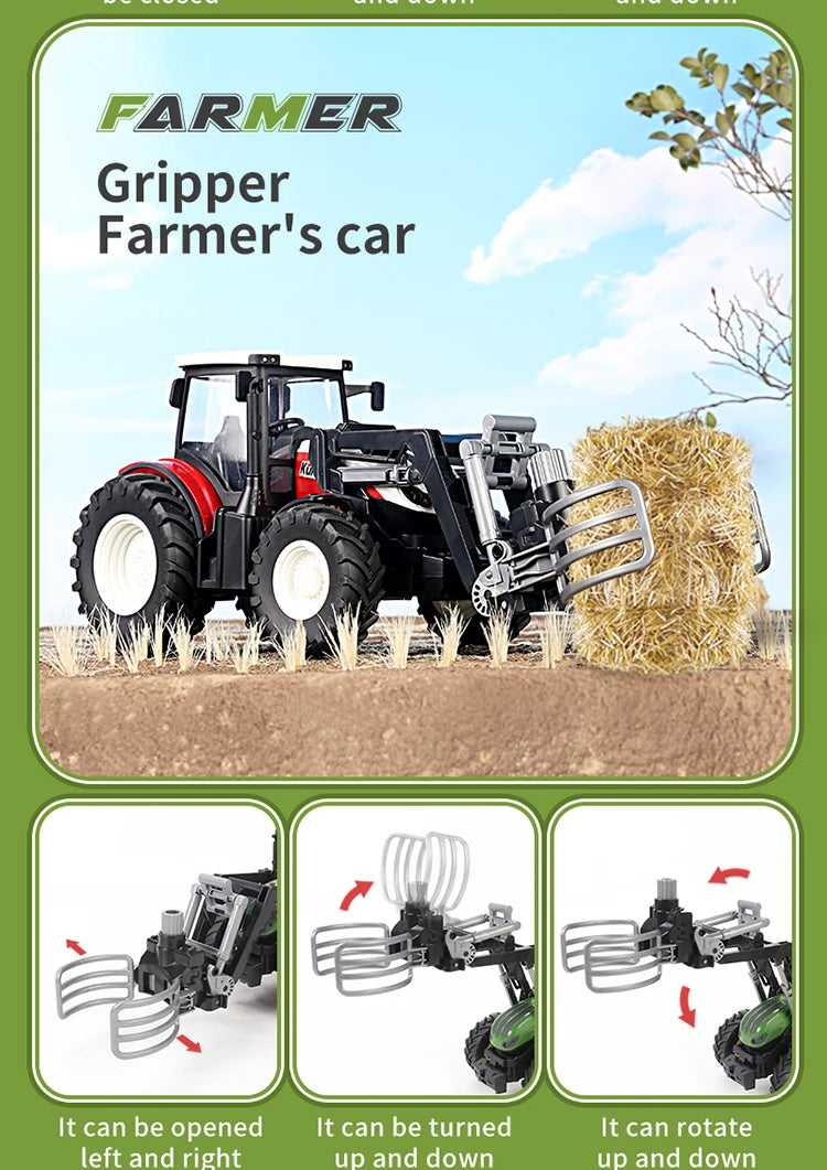 RC Car Tractors Trailer 2.4G Radio Controlled Farm Cars Farming Simulator Truck Miniature Farmer Animal Model Toys Children Boys