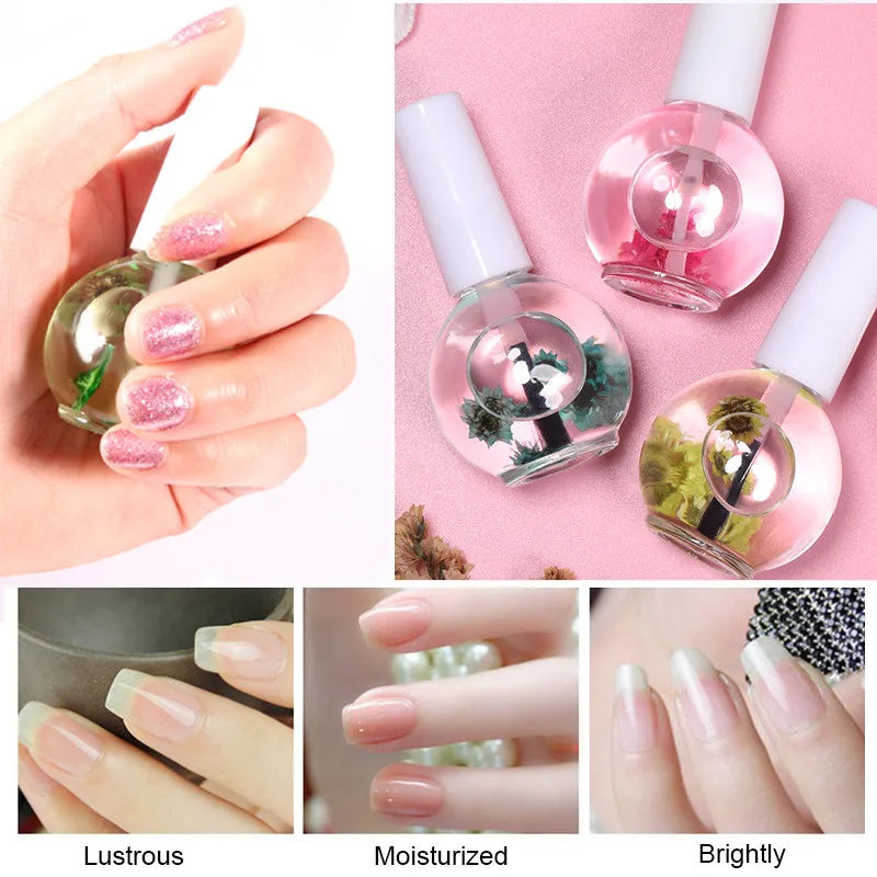 1 Bottle 15ml Dried Flowers Softener Nutritional Cuticle Oil Treatment Nutritious Gel Anti-dead Skin and Anti-barb Nail Care Oil