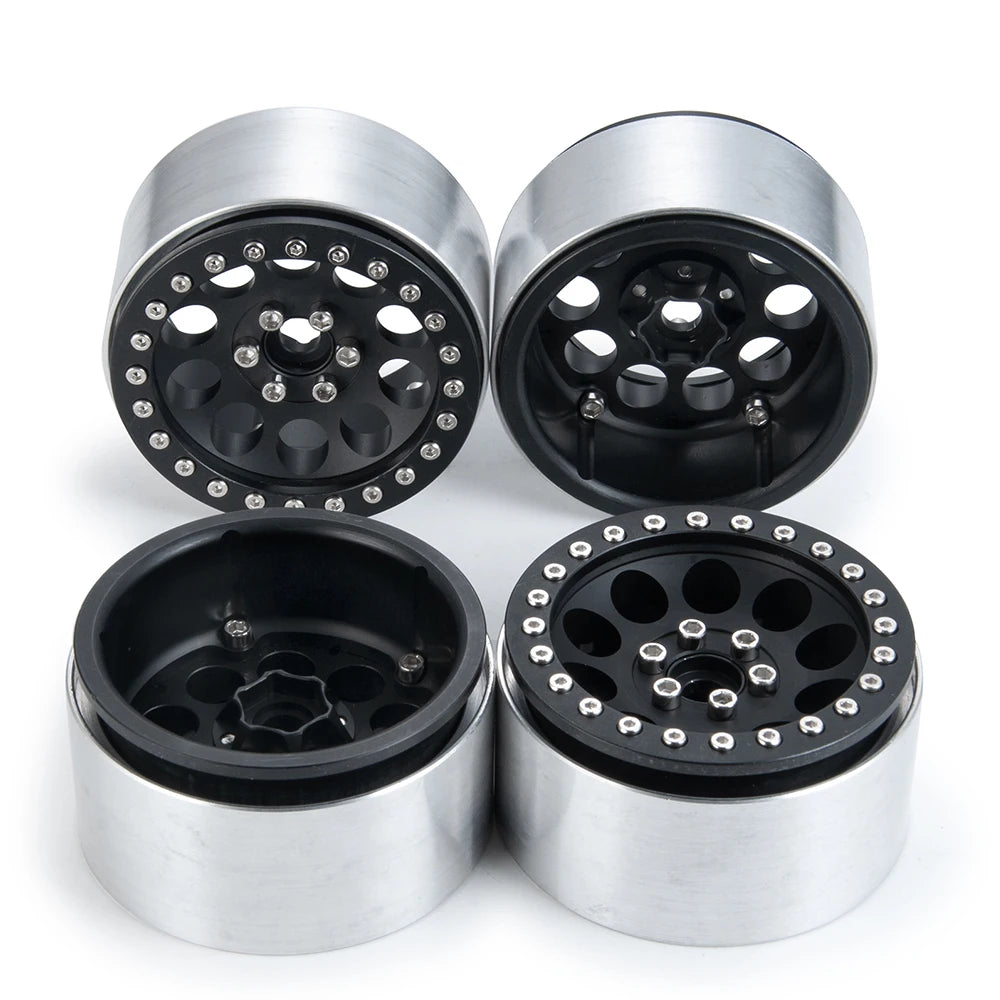YEAHRUN 2/4pcs Metal Beadlock 2.2 inch Wheel Rims Hubs for Axial Wraith 90048 RR10 TRX-4 1/10 RC Crawler Car Upgrade Parts