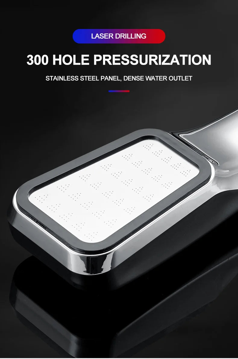 300 Holes Shower Head High Pressure Rainfall Water Saving Flow With Chrome ABS Sprayer Nozzle Square Shower Bathroom Accessories