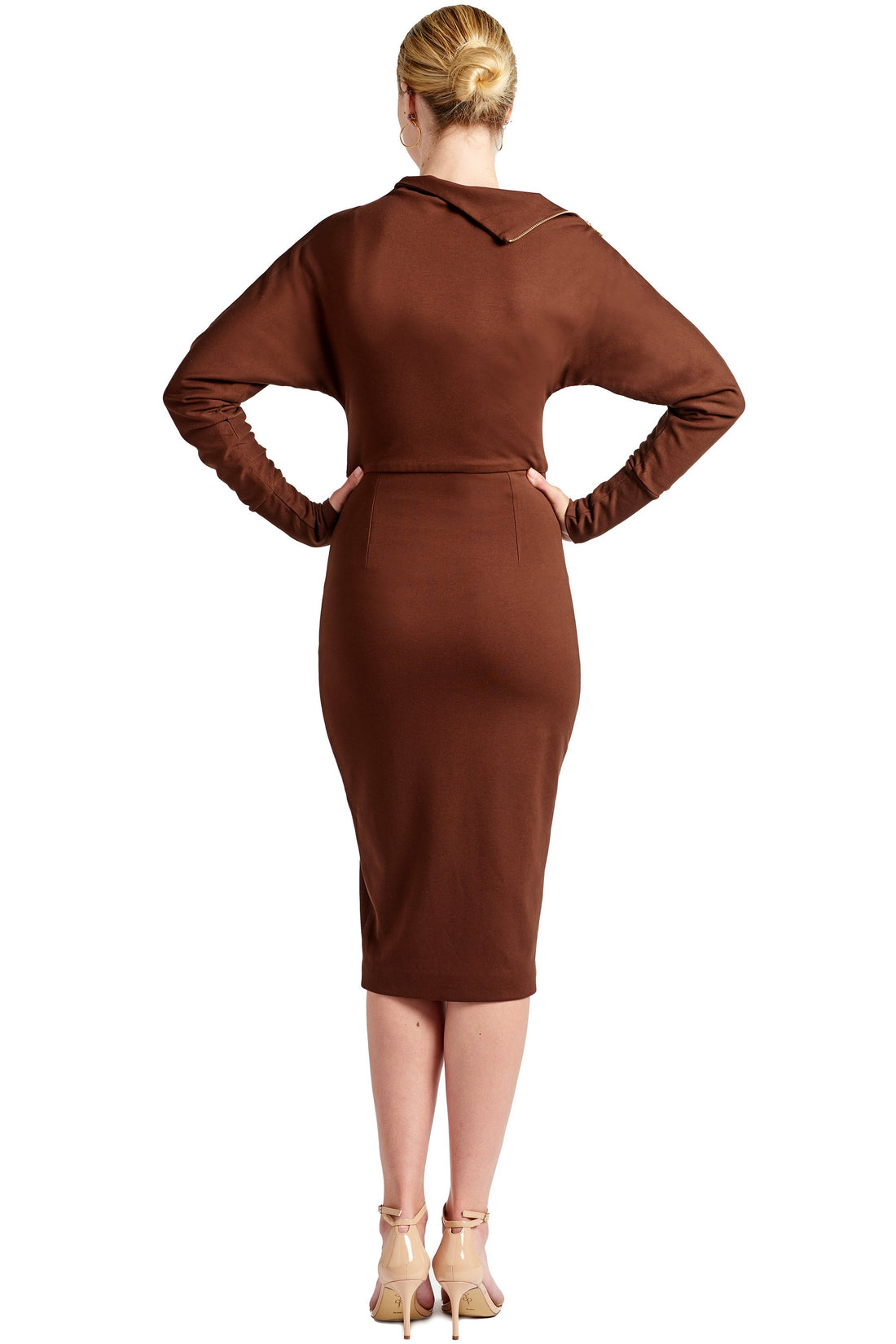 Josefa Asymmetric Dress - Long sleeve convertible midi dress with