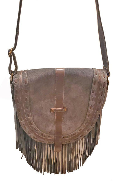 Leather Boho Fringe Suede Tassel Crossbody Bag with Adjustable
