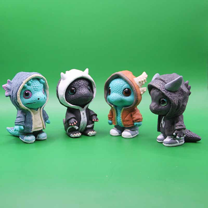 Cool Dragon Figurines,6" Dragon Statue Mini Resin Decor Cute Cartoon Dragon Statues Set Fun Gift for Statue Collectors