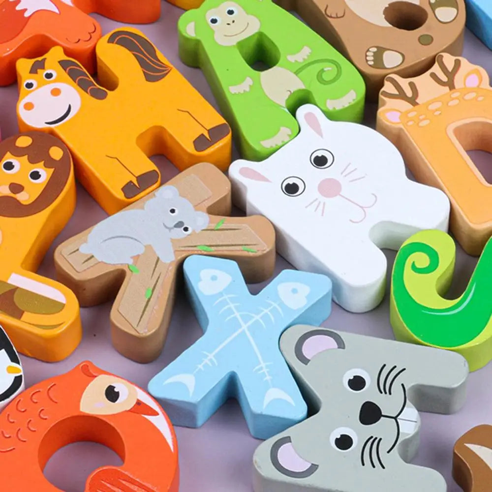 Learning Toys Alphabet Puzzle Wooden Animals Alphabet Puzzle For Toddlers ABC Puzzles Board Educational Toys For Kids Preschool