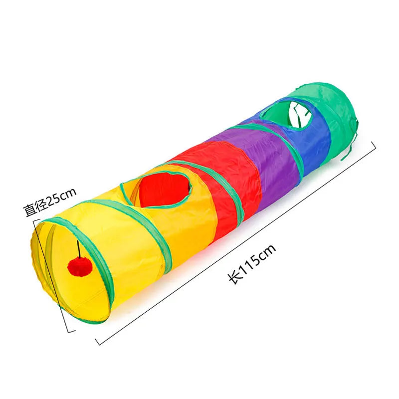 Foldable Rainbow Cat Tunnel Interactive Cat Toy Collapsible Play Tube for Kittens Durable Portable Pet Exercise Cubes