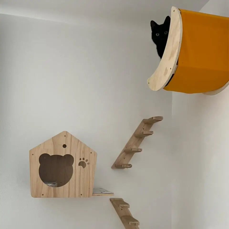 Cat Climbing Shelves Wall Mounted Cat Tree with Sisal Scratching Post Jumping Platform Ladder Cats Supplies Indoor Pet Furniture