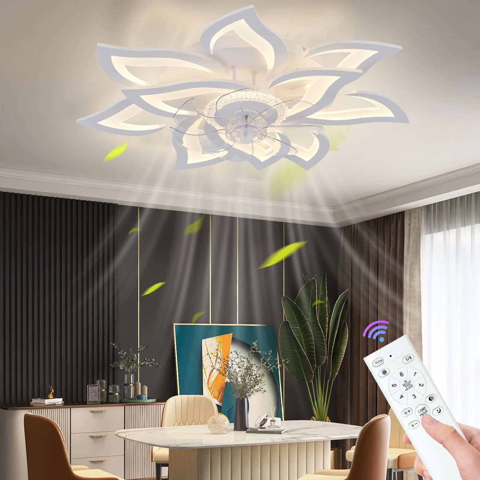 New style ceiling fan light modern LED fan light 92W smart remote control ceiling fan with light living room bedroom