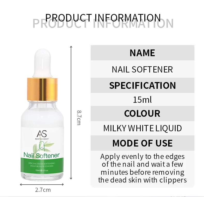 AS Cuticle Remover Liquid Cuticle Softener Professional Nail Care with Lanolin for Brittle Hang Nails Hydrating Moisturizing