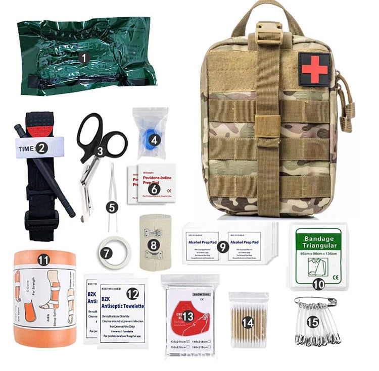 Tactical First Aid Kit EDC Survival Emergency Kits Bag Gear Outdoor Hunting IFAK EMT Medical Pouch Tourniquet Bandage
