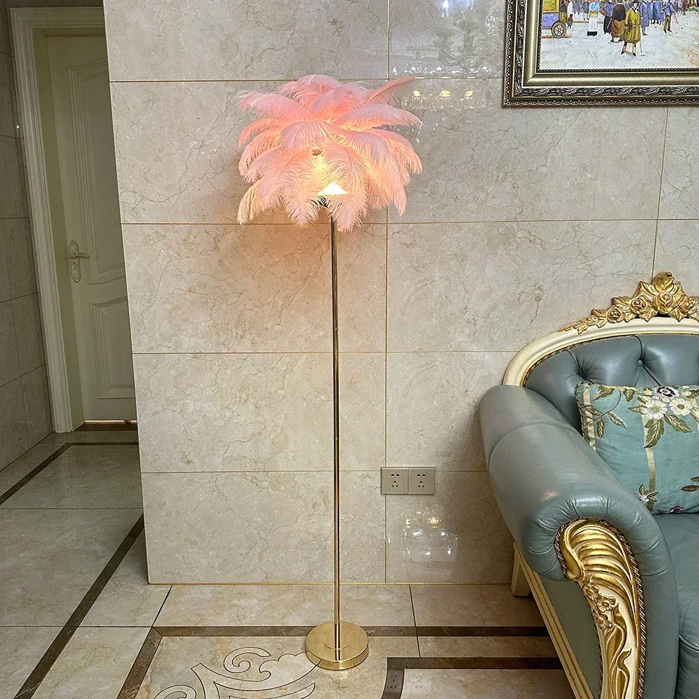 Rechargeable ostrich feather floor lamp Bar light Bedroom decorative light Romantic wedding creative wedding lighting