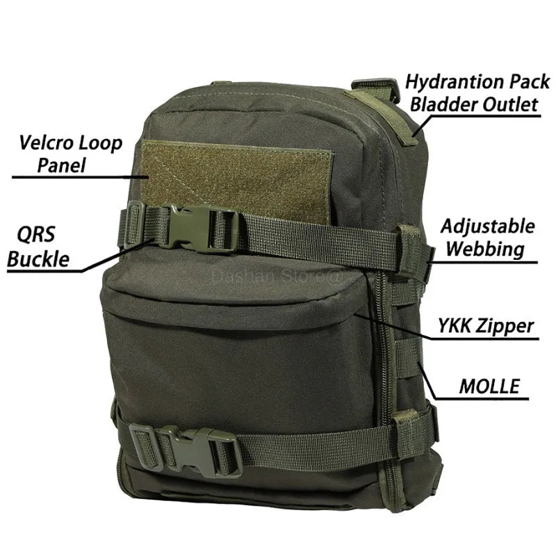 Tactical Hydration Pack Mini Back Panel Water Bag Nylon Molle Pouch Hunting Lightweight Vest Hose Accessories Zipper Backpack