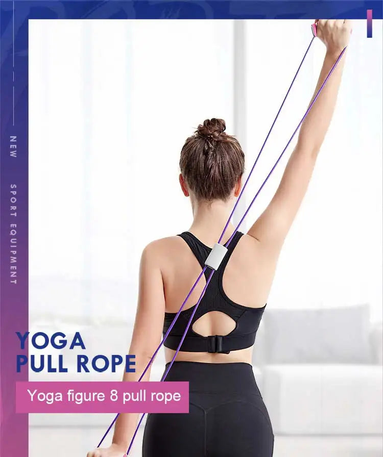 Yoga Elastic Band Home Fitness Equipment Portable Upgraded Shoulder Opening And Back Beautification 8-Line Tension Rope