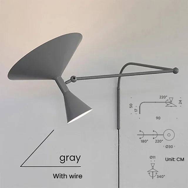 Nordic Designer Wall Lamp White Black Metal Arm Wall Sconce Lamp for Living Room Study Room Bedroom Bedside Lamps
