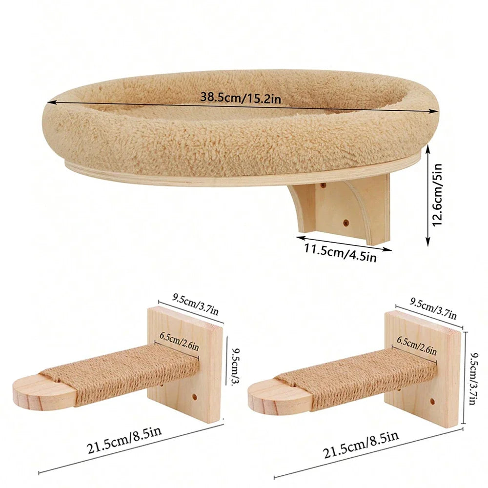 Cat Climbing Shelves Wall Mounted Cat Tree with Sisal Scratching Post Jumping Platform Ladder Cats Supplies Indoor Pet Furniture