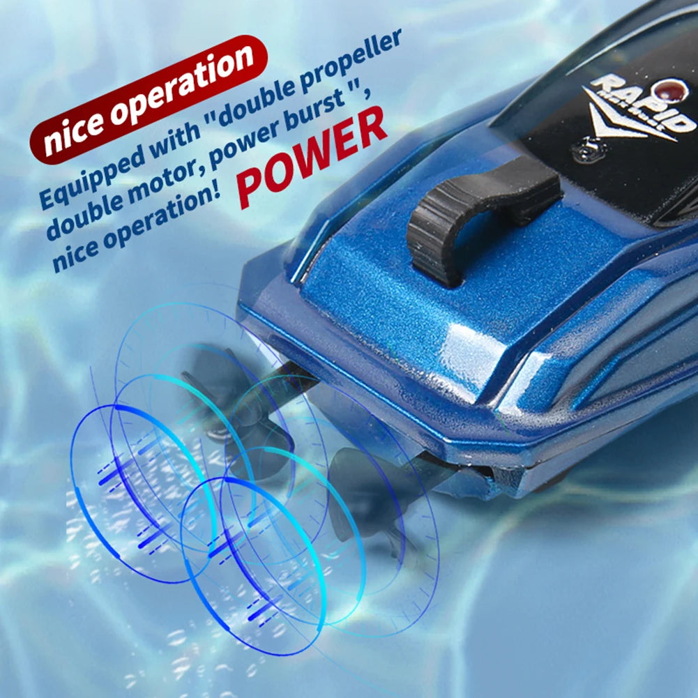 Waterproof 2.4GHz RC Boat High Speed Electric Ship Water Model with LED Lights Children Remote Control Ship Toy