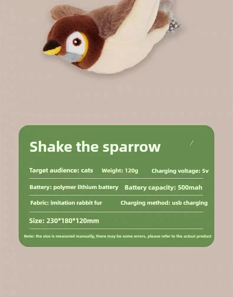 Interactive Cat Toys Rechargeable Flying Bird Rat Cat Toy Chirping Flapping Bird Can Add Catnip Touch Activated Cute Plush Toy