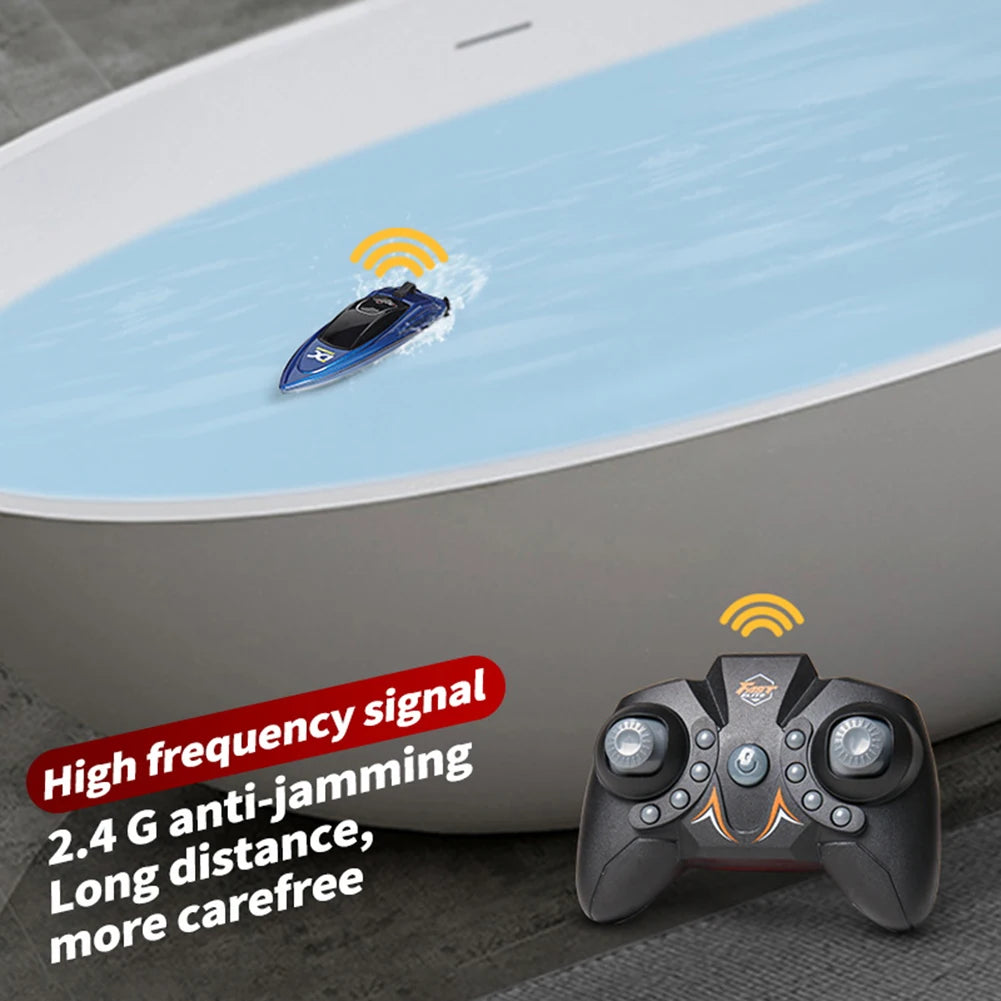Waterproof 2.4GHz RC Boat High Speed Electric Ship Water Model with LED Lights Children Remote Control Ship Toy