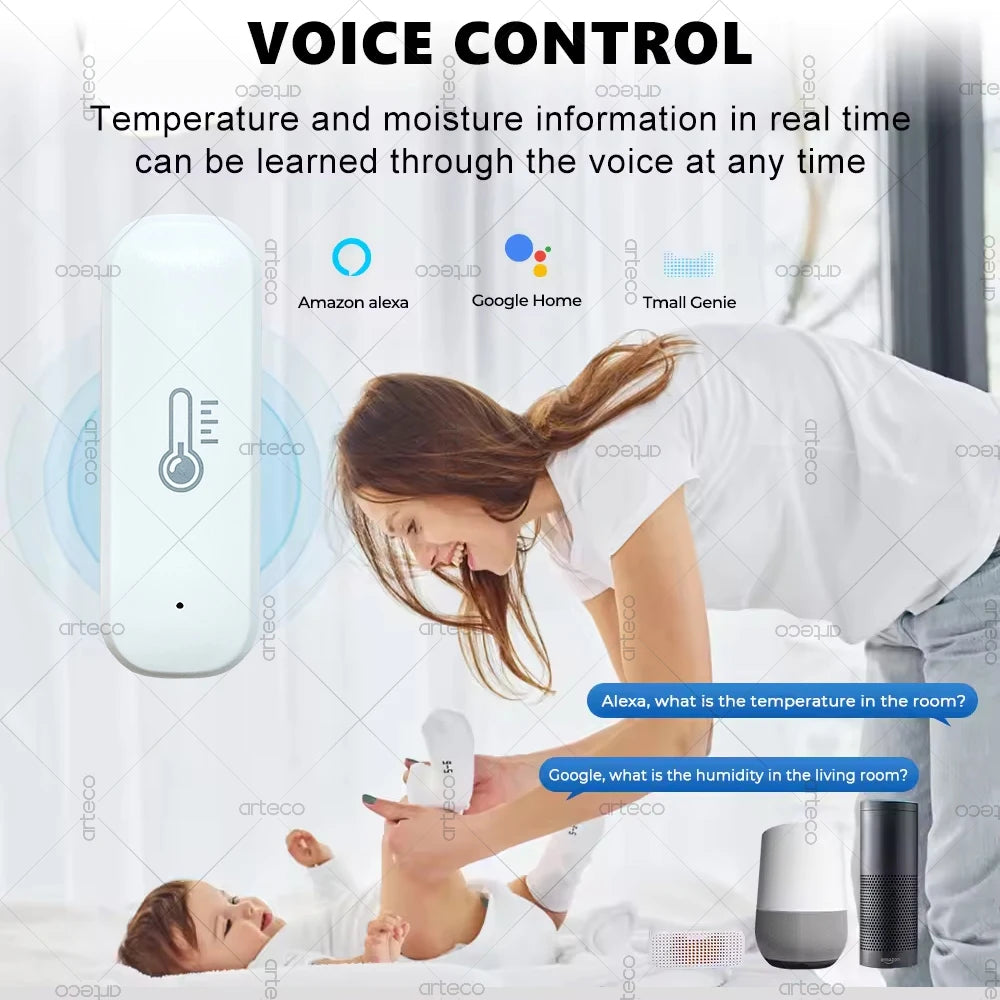 Zigbee Temperature And Humidity Sensor Indoor Thermometer APP Remote Monitor For Smart Home Automation Works With Home Assistant