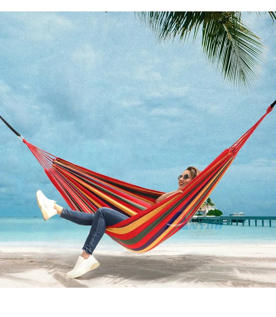WESTTUNE Outdoor Canvas Hammock Camping Swing Hammock with Tree Ropes Load-bearing Up to 200kg Perfect for Garden Patio Backyard