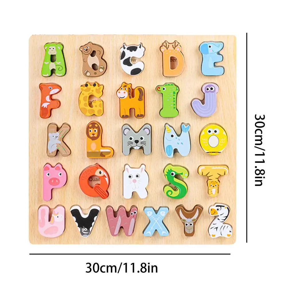 Learning Toys Alphabet Puzzle Wooden Animals Alphabet Puzzle For Toddlers ABC Puzzles Board Educational Toys For Kids Preschool