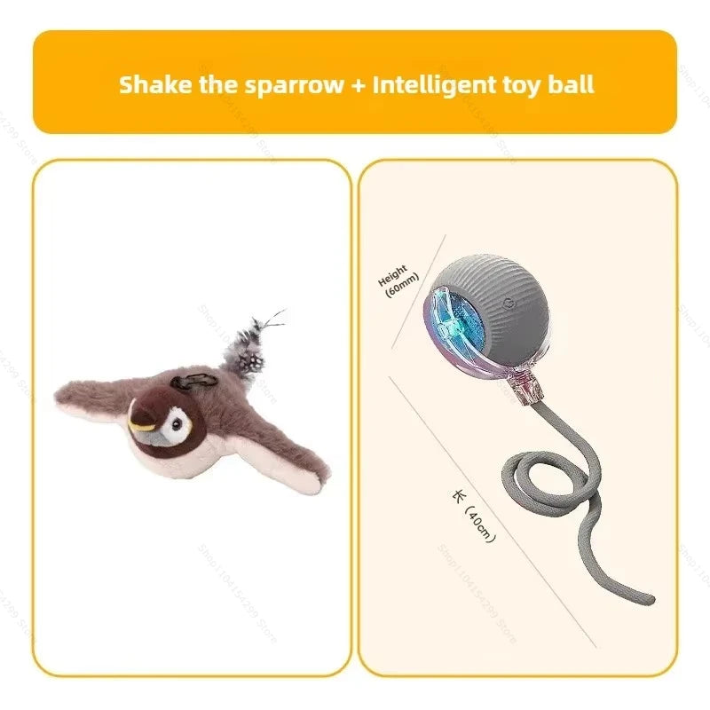 Interactive Cat Toys Rechargeable Flying Bird Rat Cat Toy Chirping Flapping Bird Can Add Catnip Touch Activated Cute Plush Toy