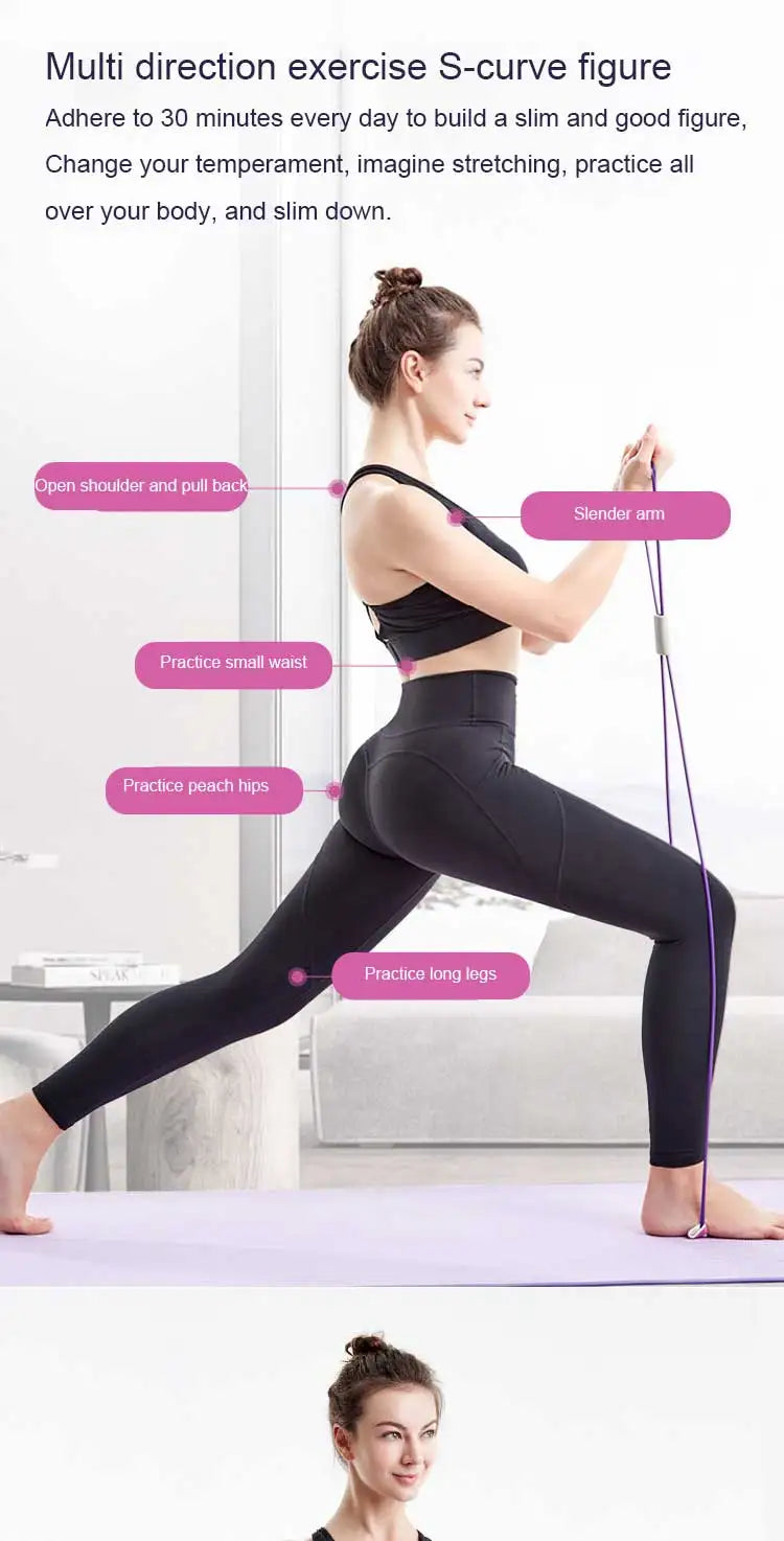 Yoga Elastic Band Home Fitness Equipment Portable Upgraded Shoulder Opening And Back Beautification 8-Line Tension Rope