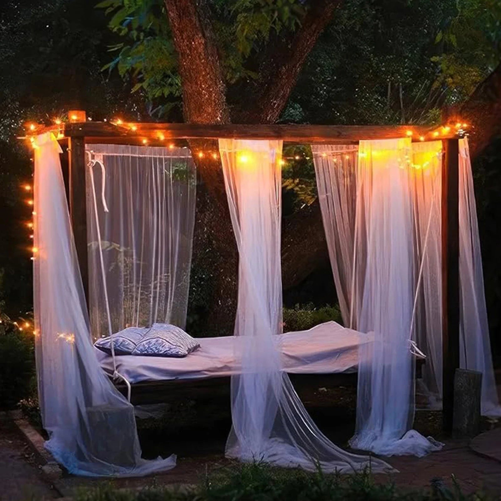 Patio Garden Mosquito Net Adjustable Porch Screen Mesh Outdoor Curtain Lightweight for Patio Gazebo Pool Hut Bug Netting