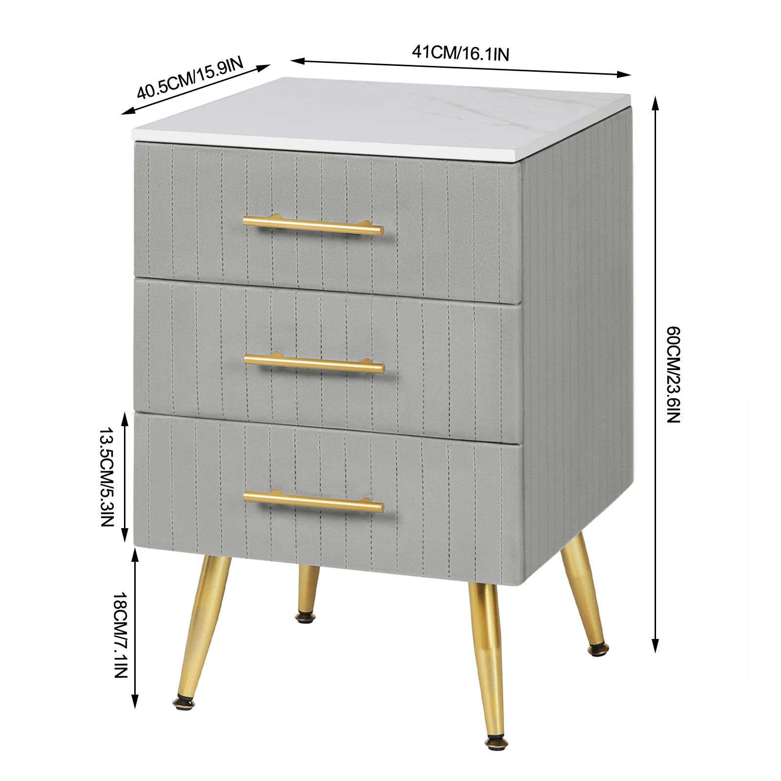 WOLTU Bedside Cabinet Nightstand with 3 Drawers Chest of Drawers Sideboard Storage Coffee Table for Bedroom Home