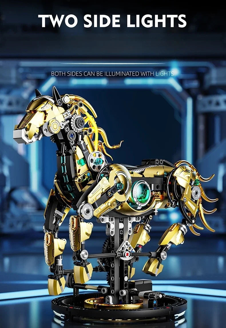 Technical Building Blocks Kit Mechanical Horse MOC Model Creative Bricks STEM Educational Toy for Adults Children Gift