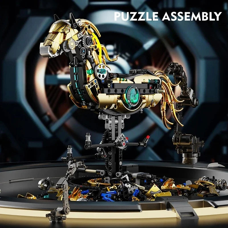 Technical Building Blocks Kit Mechanical Horse MOC Model Creative Bricks STEM Educational Toy for Adults Children Gift