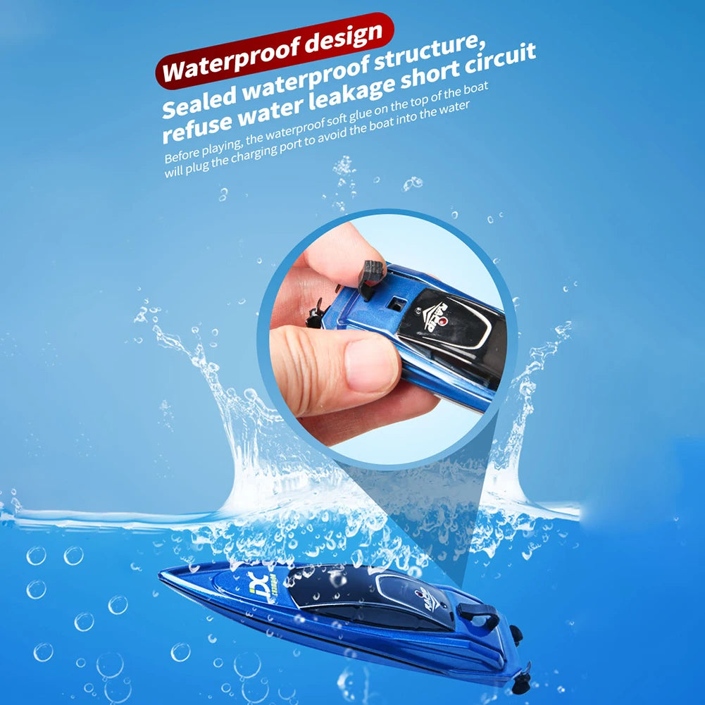 Waterproof 2.4GHz RC Boat High Speed Electric Ship Water Model with LED Lights Children Remote Control Ship Toy