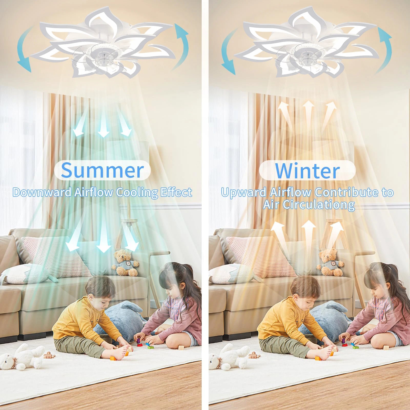 New style ceiling fan light modern LED fan light 92W smart remote control ceiling fan with light living room bedroom