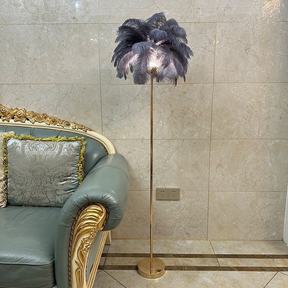 Rechargeable ostrich feather floor lamp Bar light Bedroom decorative light Romantic wedding creative wedding lighting