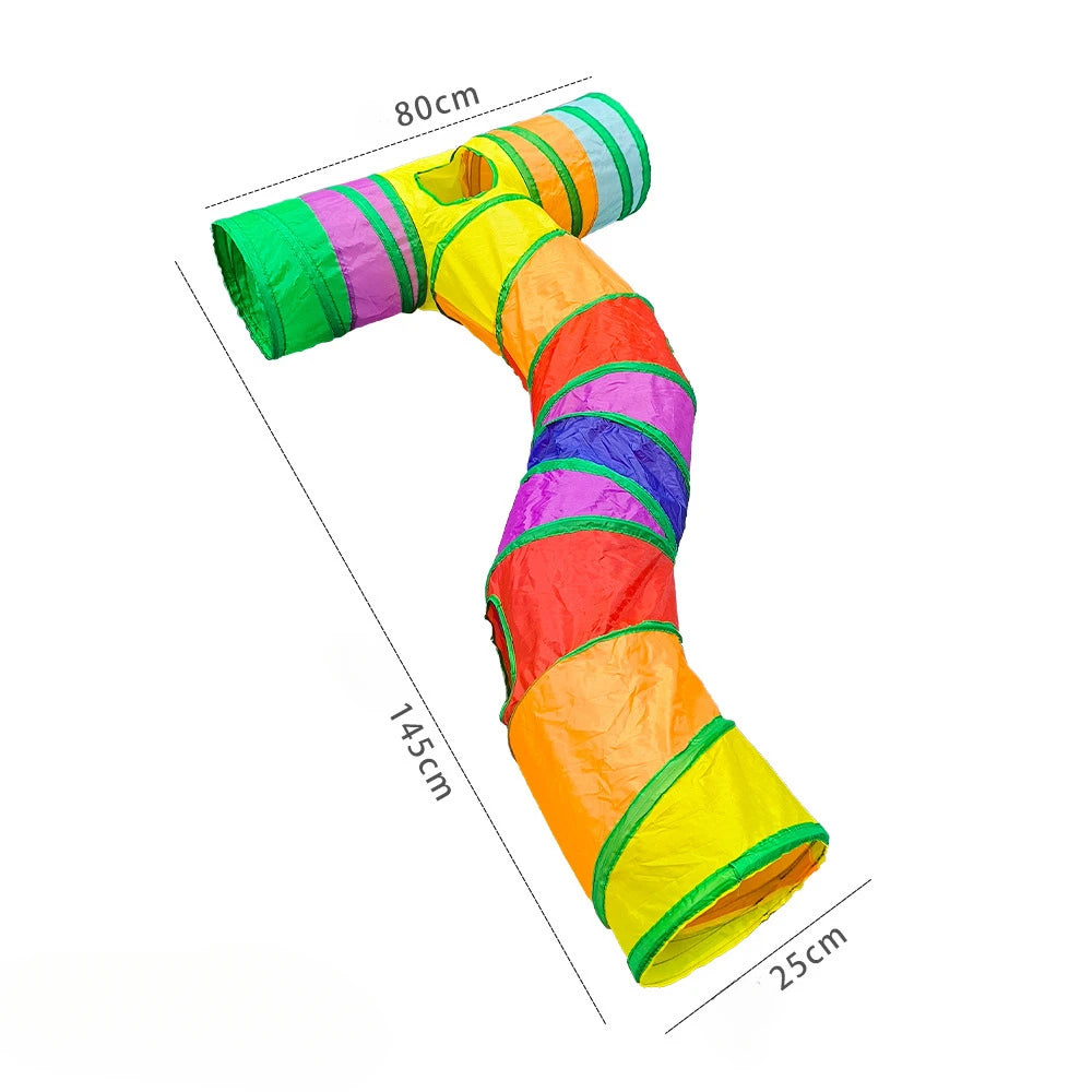 Foldable Rainbow Cat Tunnel Interactive Cat Toy Collapsible Play Tube for Kittens Durable Portable Pet Exercise Cubes
