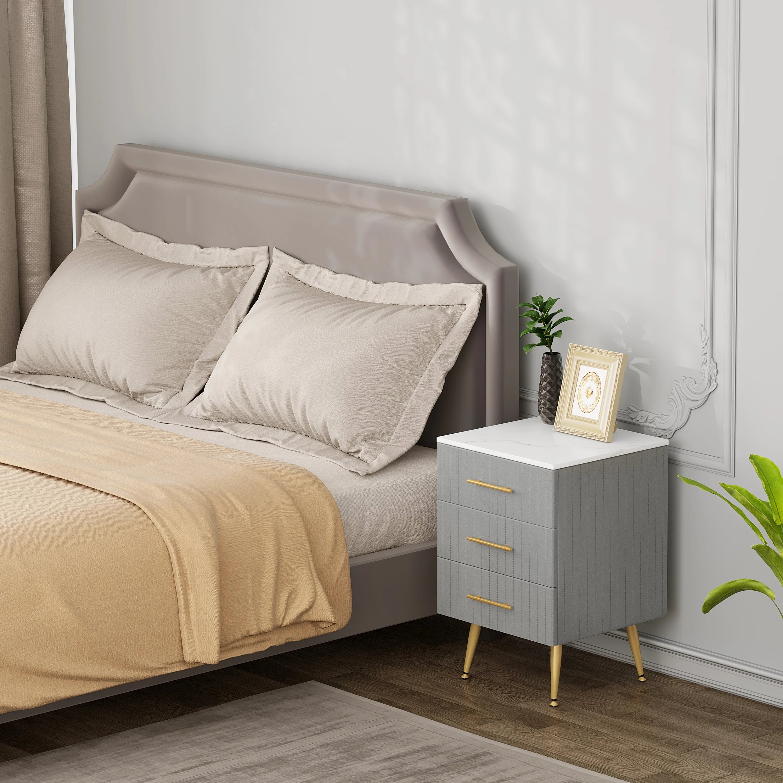 WOLTU Bedside Cabinet Nightstand with 3 Drawers Chest of Drawers Sideboard Storage Coffee Table for Bedroom Home