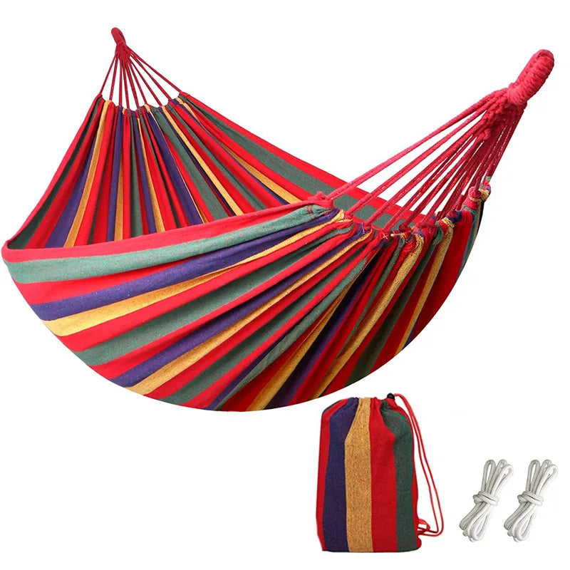 WESTTUNE Outdoor Canvas Hammock Camping Swing Hammock with Tree Ropes Load-bearing Up to 200kg Perfect for Garden Patio Backyard