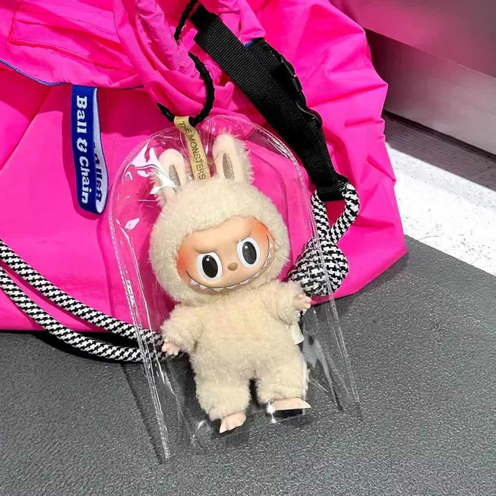 PVC Waterproof Mini Raincoat for 17cm Labubu Dolls Protective Transparent Cover