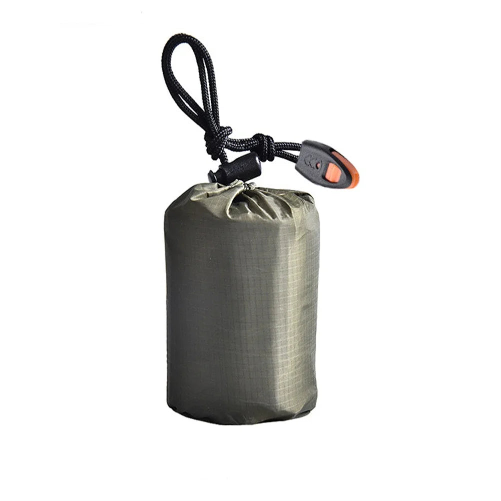Portable Waterproof Emergency Survival Sleeping Storage Bag Hiking Sack Camping Gear Thermal Bivy Aid Rescue Kit Mylar Blanket