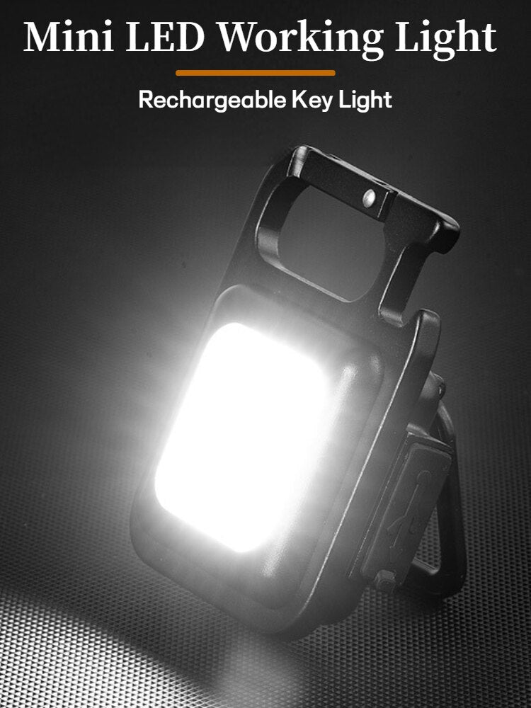 1-5PCS Mini LED Flashlight Portable COB Keychain Work Lights 500LM USB Charging Waterproof For Outdoor Walking Camping Lighting