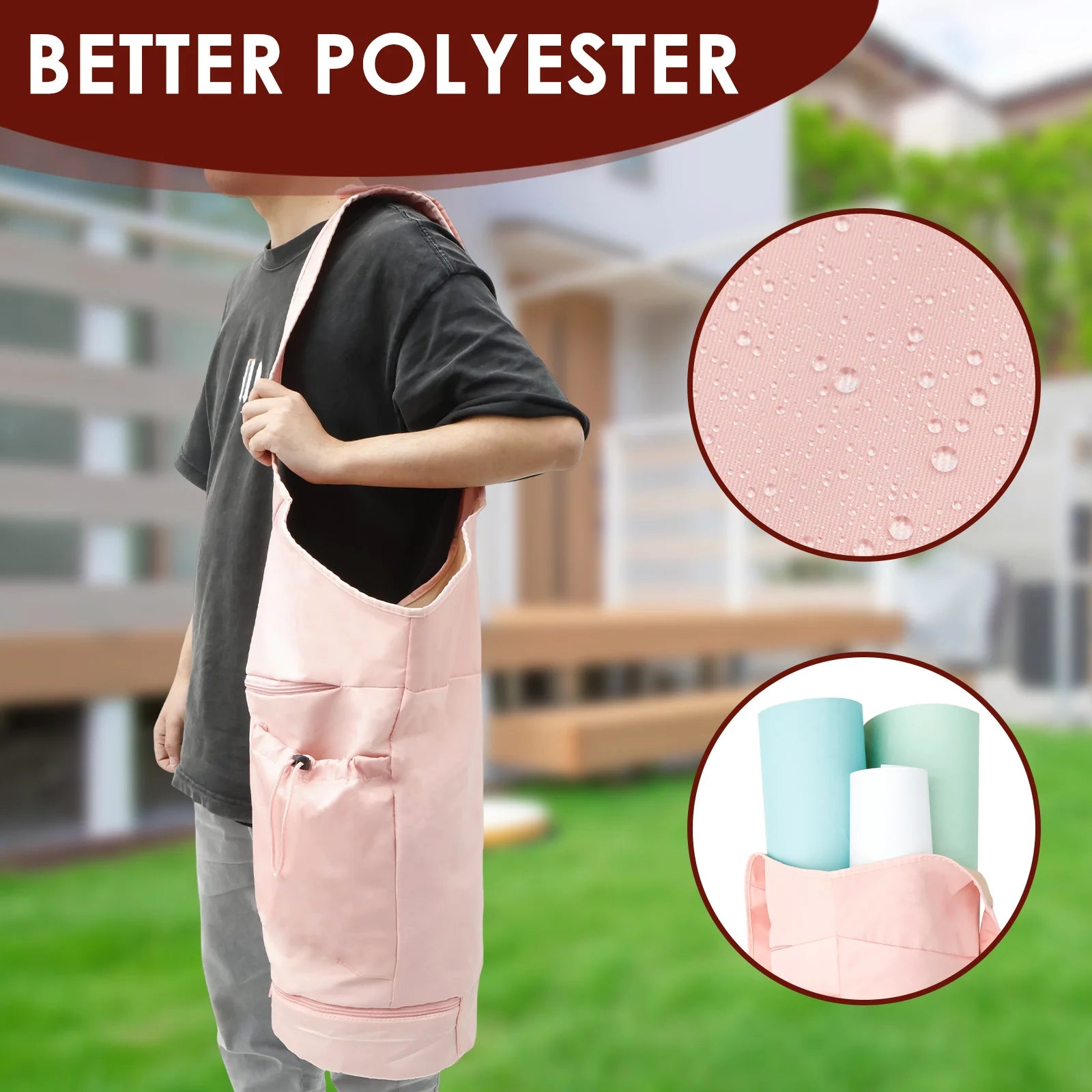 Yoga Mat Bag Large Opening Yoga Bag with Adjustable Shoulder Strap and Multiple Pocket Functional Fitness Mat Carrier for Women
