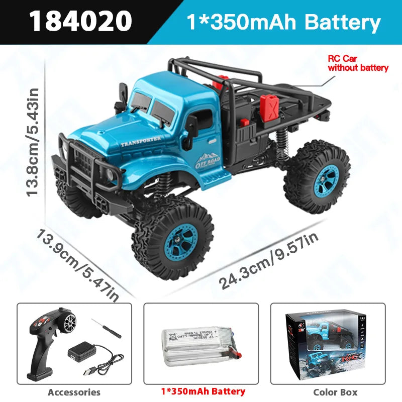 Wltoys 184020 1:18 Mini RC Car 2.4G With LED Lights 4WD Off-Road Electric Crawler Vehicle Remote Control Truck Toy for Children