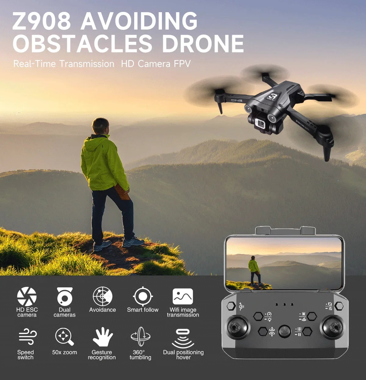 Z908 MAX Mini Drone 4k Professional Camera RC Obstacle Avoidance Helicopter Remote Control Quadcopter Kid Gift Toys