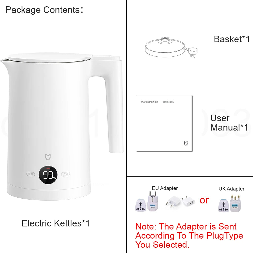 XIAOMI MIJIA Constant Temperature Electric Kettles 2 Stainless Steel 1800W LED Display Four Thermos Modes 220V Kettle Tea Coffee