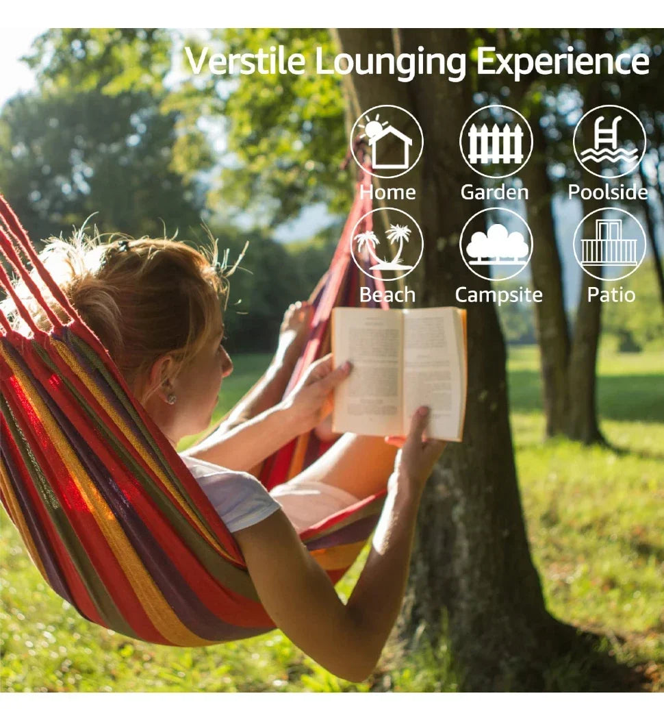 WESTTUNE Outdoor Canvas Hammock Camping Swing Hammock with Tree Ropes Load-bearing Up to 200kg Perfect for Garden Patio Backyard